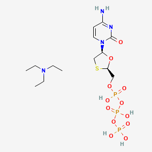 molecular formula C14H29N4O12P3S B13841052 [[(2R,5S)-5-(4-amino-2-oxopyrimidin-1-yl)-1,3-oxathiolan-2-yl]methoxy-hydroxyphosphoryl] phosphono hydrogen phosphate;N,N-diethylethanamine 