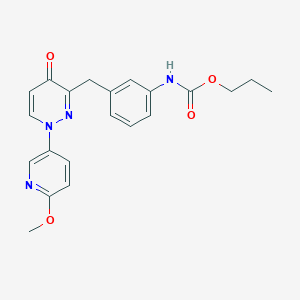 molecular formula C21H22N4O4 B13841097 Propyl 3-((1,4-dihydro-1-(6-methoxypyridin-3-yl)-4-oxopyridazin-3-yl)methyl)phenylcarbamate 