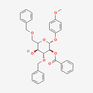 molecular formula C34H34O8 B13841160 [(2R,3S,4R,5S)-5-hydroxy-2-(4-methoxyphenoxy)-4-phenylmethoxy-6-(phenylmethoxymethyl)oxan-3-yl] benzoate 