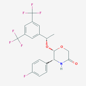 molecular formula C20H16F7NO3 B13841476 (5R,6S)-6-[(1S)-1-[3,5-Bis(trifluoromethyl)phenyl]ethoxy]-5-(4-fluorophenyl)-3-morpholinone 