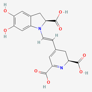 molecular formula C18H16N2O8 B1384155 2,6-吡啶二甲酸，4-(2-(2-羧基-2,3-二氢-5,6-二羟基-1H-吲哚-1-基)乙烯基)-2,3-二氢-，(S-(R*,R))- CAS No. 2181-76-2