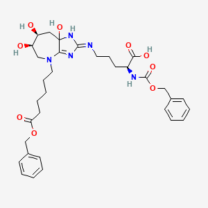 (2S)-5-(((6R,7S)-4-(6-(Benzyloxy)-6-oxohexyl)-6,7,8a-trihydroxy-4,5,6,7,8,8a-hexahydroimidazo[4,5-b]azepin-2-yl)amino)-2-(((benzyloxy)carbonyl)amino)pentanoic Acid