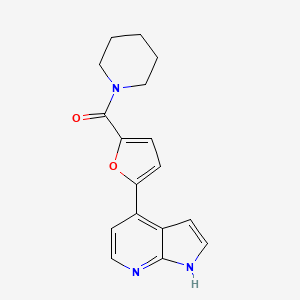 1-Piperidinyl[5-(1H-pyrrolo[2,3-b]pyridin-4-yl)-2-furanyl]methanone