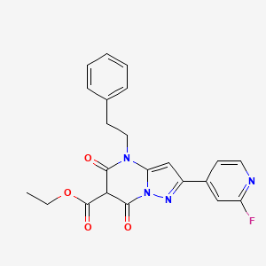 Ethyl 2-(2-Fluropyridin-4-yl)-5,7-dioxo-4-phenethyl-4,5,6,7-tetrahydropyrazolo[1,5-a]pyrimidine-6-carboxylate