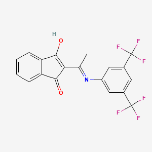 molecular formula C19H11F6NO2 B1384208 2-{1-[3,5-双(三氟甲基)苯胺]乙叉基}-1H-茚满-1,3(2H)-二酮 CAS No. 1024222-54-5