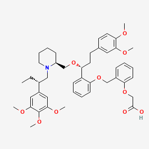 molecular formula C45H57NO10 B13842321 2-(2-((2-((R)-3-(3,4-Dimethoxyphenyl)-1-(((S)-1-((S)-2-(3,4,5-trimethoxyphenyl)butyl)piperidin-2-yl)methoxy)propyl)phenoxy)methyl)phenoxy)acetic Acid 