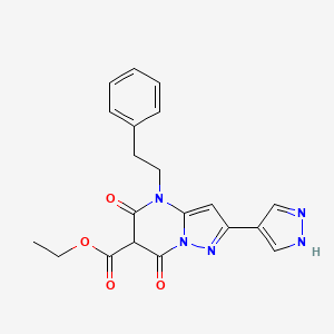 Ethyl 5.7-dioxo-4-phenethyl-2-(1 H-pyrazol-4-yl)-4,5,6,7-tetrahydropyrazolo[1,5-a]pyrimidine-6-carboxylate