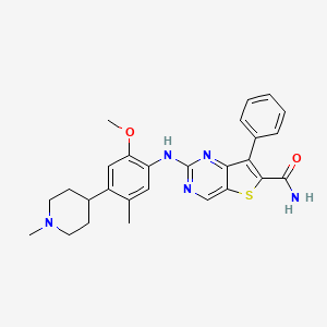 molecular formula C27H29N5O2S B13843018 2-[2-Methoxy-5-methyl-4-(1-methylpiperidin-4-yl)anilino]-7-phenylthieno[3,2-d]pyrimidine-6-carboxamide 