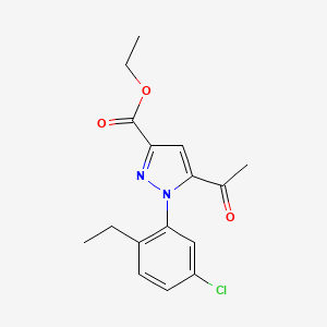 molecular formula C16H17ClN2O3 B13843082 Ethyl 5-acetyl-1-(5-chloro-2-ethylphenyl)pyrazole-3-carboxylate 