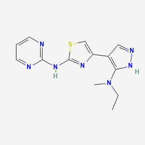 4-[5-[ethyl(methyl)amino]-1H-pyrazol-4-yl]-N-pyrimidin-2-yl-1,3-thiazol-2-amine