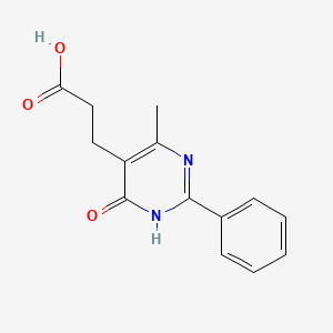 molecular formula C14H14N2O3 B1384312 3-(4-Methyl-6-oxo-2-phenyl-1,6-dihydropyrimidin-5-yl)propanoic acid CAS No. 21506-68-3