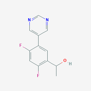 molecular formula C12H10F2N2O B13843225 1-(2,4-Difluoro-5-(pyrimidin-5-yl)phenyl)ethanol 