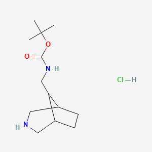 molecular formula C13H25ClN2O2 B1384330 叔丁基 N-({3-氮杂双环[3.2.1]辛-8-基}甲基)氨基甲酸酯盐酸盐 CAS No. 2059949-62-9