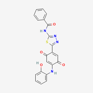 N-(5-(4-((2-Hydroxyphenyl)amino)-3,6-dioxocyclohexa-1,4-dien-1-yl)-1,3,4-thiadiazol-2-yl)benzamide