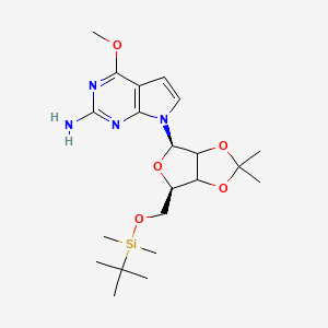 molecular formula C21H34N4O5Si B13843326 7-[(4R,6R)-6-[[tert-butyl(dimethyl)silyl]oxymethyl]-2,2-dimethyl-3a,4,6,6a-tetrahydrofuro[3,4-d][1,3]dioxol-4-yl]-4-methoxypyrrolo[2,3-d]pyrimidin-2-amine 