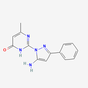 molecular formula C14H13N5O B1384347 2-(5-amino-3-phenyl-1H-pyrazol-1-yl)-6-methylpyrimidin-4(3H)-one CAS No. 1171380-13-4