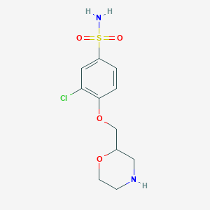 molecular formula C11H15ClN2O4S B13843582 3-Chloro-4-(morpholin-2-ylmethoxy)benzenesulfonamide 