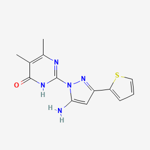 B1384362 2-[5-amino-3-(2-thienyl)-1H-pyrazol-1-yl]-5,6-dimethylpyrimidin-4(3H)-one CAS No. 1171027-33-0