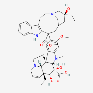 molecular formula C43H54N4O8 B13843701 (1R,9R,10S,11R,12R,19R)-12-ethyl-4-[(17S)-17-ethyl-17-hydroxy-13-methoxycarbonyl-1,11-diazatetracyclo[13.3.1.04,12.05,10]nonadeca-4(12),5,7,9-tetraen-13-yl]-10,11-dihydroxy-5-methoxy-8-methyl-8,16-diazapentacyclo[10.6.1.01,9.02,7.016,19]nonadeca-2,4,6,13-tetraene-10-carboxylic acid 