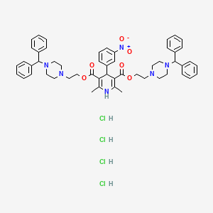 molecular formula C53H62Cl4N6O6 B13843743 Bis(2-(4-Benzhydrylpiperazin-1-yl)ethyl) 2,6-dimethyl-4-(3-nitrophenyl)-1,4-dihydropyridine-3,5-dicarboxylate Tetrahydrochloride 