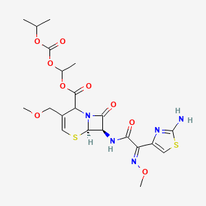 molecular formula C21H27N5O9S2 B13843844 5-Thia-1-azabicyclo[4.2.0]oct-3-ene-2-carboxylic acid,7-[[(2Z)-(2-amino-4-thiazolyl)(methoxyimino)acetyl]amino]-3-(methoxymethyl)-8-oxo-, 1-[[(1-methylethoxy)carbonyl]oxy]ethyl ester, (6R,7R)- 