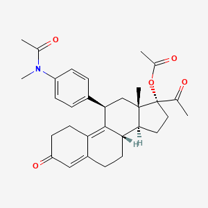 molecular formula C31H37NO5 B13843864 [(8S,11R,13S,14S,17R)-17-acetyl-11-[4-[acetyl(methyl)amino]phenyl]-13-methyl-3-oxo-1,2,6,7,8,11,12,14,15,16-decahydrocyclopenta[a]phenanthren-17-yl] acetate CAS No. 244206-56-2