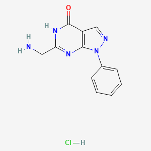 molecular formula C12H12ClN5O B1384403 6-(氨甲基)-1-苯基-1H,4H,5H-吡唑并[3,4-d]嘧啶-4-酮盐酸盐 CAS No. 957719-43-6