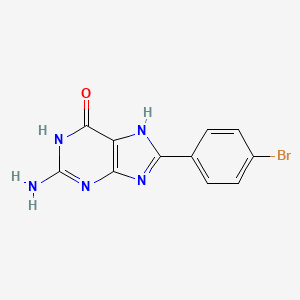 molecular formula C11H8BrN5O B1384404 6H-Purin-6-one, 2-amino-8-(4-bromophenyl)-1,9-dihydro- CAS No. 79953-09-6