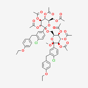 molecular formula C57H64Cl2O20 B13844119 6-Acetoxymethyl-3,4,5-triacetoxy-6-methoxy Dapagliflozin Dimer 