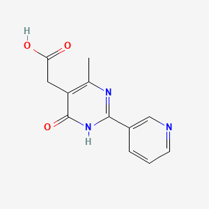 molecular formula C12H11N3O3 B1384416 2-[4-甲基-6-氧代-2-(吡啶-3-基)-1,6-二氢嘧啶-5-基]乙酸 CAS No. 1118787-12-4
