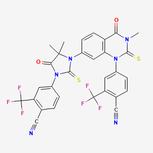 4-(3-(1-(4--Cyano-3-(trifluoromethyl)phenyl)methyl-4-oxo-2-thioxo-1,2,3,4-tetrahydroquinazolin-7-yl)-4,4-dimethyl-5-oxo-2-thioxoimidazolidin-1-yl)-2-(trifluoromethyl)benzonitrile