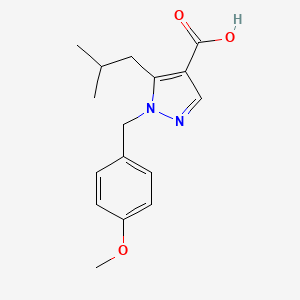 1-[(4-Methoxyphenyl)methyl]-5-(2-methylpropyl)pyrazole-4-carboxylic acid