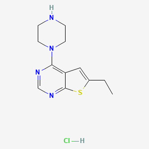 molecular formula C12H17ClN4S B13844430 6-Ethyl-4-(1-piperazinyl)thieno[2,3-d]pyrimidine Hydrochloride 