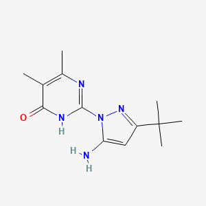 molecular formula C13H19N5O B1384464 2-(5-氨基-3-叔丁基-1H-吡唑-1-基)-5,6-二甲基嘧啶-4(3H)-酮 CAS No. 1172758-99-4