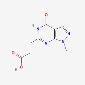 B1384468 3-{1-methyl-4-oxo-1H,4H,5H-pyrazolo[3,4-d]pyrimidin-6-yl}propanoic acid CAS No. 1000931-71-4