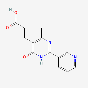 molecular formula C13H13N3O3 B1384482 3-[4-Methyl-6-oxo-2-(pyridin-3-yl)-1,6-dihydropyrimidin-5-yl]propanoic acid CAS No. 1221722-39-9