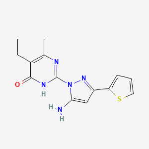 molecular formula C14H15N5OS B1384499 2-[5-氨基-3-(2-噻吩基)-1H-吡唑-1-基]-5-乙基-6-甲基嘧啶-4(3H)-酮 CAS No. 1207024-88-1