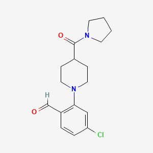 4-Chloro-2-[4-[(pyrrolidin-1-yl)carbonyl]piperidin-1-yl]benzaldehyde