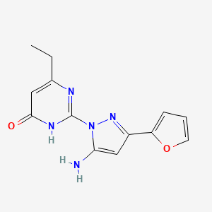 molecular formula C13H13N5O2 B1384501 2-(5-氨基-3-(呋喃-2-基)-1H-吡唑-1-基)-6-乙基嘧啶-4(3H)-酮 CAS No. 1206997-38-7