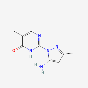 molecular formula C10H13N5O B1384503 2-(5-氨基-3-甲基-1H-吡唑-1-基)-5,6-二甲基嘧啶-4(3H)-酮 CAS No. 1350989-15-9