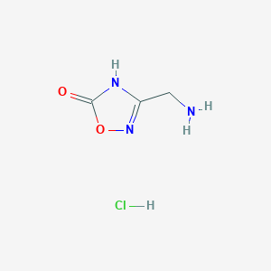 molecular formula C3H6ClN3O2 B1384506 3-(Aminomethyl)-2,5-dihydro-1,2,4-oxadiazol-5-one hydrochloride CAS No. 1423025-40-4