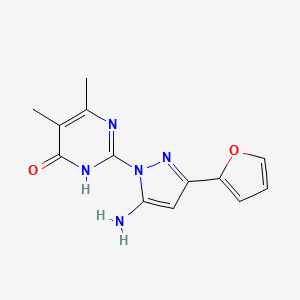 molecular formula C13H13N5O2 B1384509 2-[5-amino-3-(2-furyl)-1H-pyrazol-1-yl]-5,6-dimethylpyrimidin-4(3H)-one CAS No. 1207025-11-3