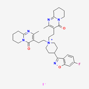 6-Fluoro-3-[1-bis-[2-(methyl-6,7,8,9-tetrahydropyridol[1,2,a]pyrimidin-4-one-3-yl)ethyl]piperidinium]benzisoxazole Iodide