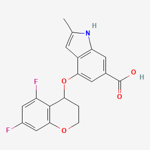 molecular formula C19H15F2NO4 B13845123 4-((5,7-Difluorochroman-4-yl)oxy)-2-methyl-1H-indole-6-carboxylic Acid 