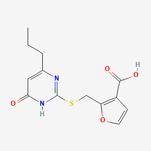 molecular formula C13H14N2O4S B1384527 2-{[(4-Hydroxy-6-propylpyrimidin-2-yl)sulfanyl]methyl}furan-3-carboxylic acid CAS No. 1153555-95-3