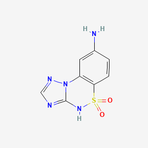 molecular formula C8H7N5O2S B1384530 12-氨基-8λ6-噻-2,3,5,7-四氮杂三环[7.4.0.0^{2,6}]十三-1(9),3,5,10,12-戊烯-8,8-二酮 CAS No. 1354951-25-9