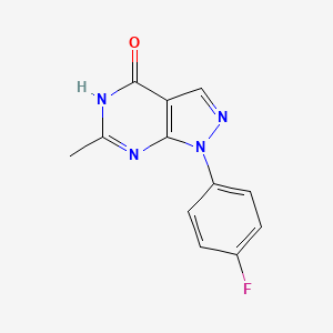 molecular formula C12H9FN4O B1384533 1-(4-fluorophenyl)-6-methyl-1H,4H,5H-pyrazolo[3,4-d]pyrimidin-4-one CAS No. 1094377-62-4