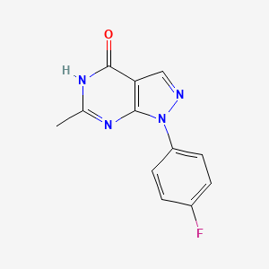 molecular formula C12H9FN4O B1384533 1-(4-フルオロフェニル)-6-メチル-1H,4H,5H-ピラゾロ[3,4-d]ピリミジン-4-オン CAS No. 1094377-62-4