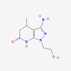 molecular formula C9H14N4O2 B1384547 3-氨基-1-(2-羟乙基)-4-甲基-1,4,5,7-四氢-6H-吡唑并[3,4-b]吡啶-6-酮 CAS No. 1395786-33-0