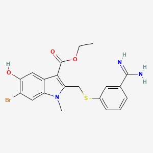 Ethyl 6-bromo-2-[(3-carbamimidoylphenyl)sulfanylmethyl]-5-hydroxy-1-methylindole-3-carboxylate